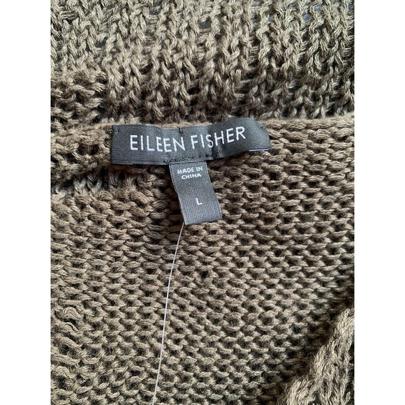 Eileen Fisher Olive Green Cotton Metallic Stitch Sweater NWT - Picture 8 of 8